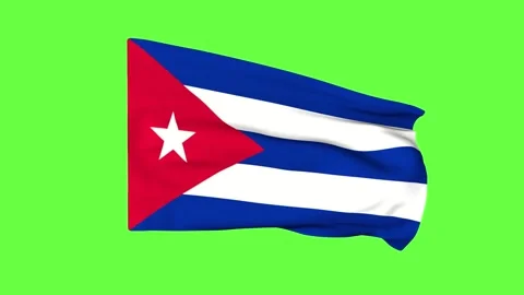 Flag of Cuba on a green screen. 3D animation. Stock Footage 248847982