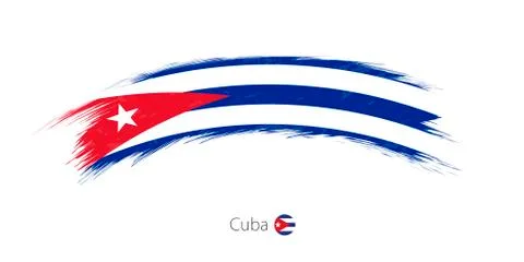 Flag of Cuba in rounded grunge brush stroke. Stock Illustration