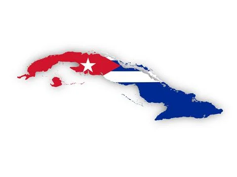 Flag of Cuba in shape of the country Illustrazione stock