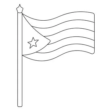 Flag of Cuba. Sketch. Vector illustration. Coloring book for children. Illustrazione stock