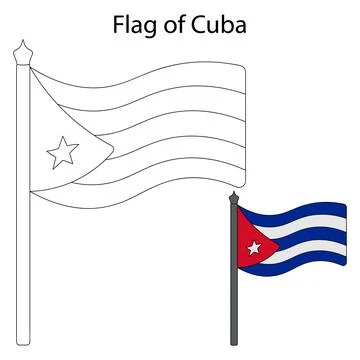 Flag of Cuba. Sketch. Vector illustration. Coloring book for children. イラスト素材