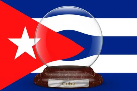 Flag of Cuba on snow globe Stock Photos