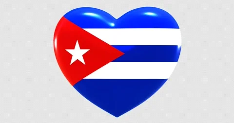 Flag of Cuba on turning Heart 3D Loop Animation with Alpha Channel 4K UHD Stock Footage 168494356