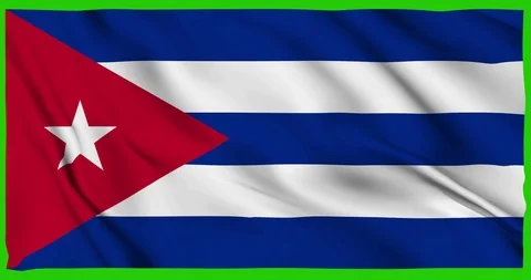 Flag of Cuba waving on a samless loop over an easily removable background Stock Footage 98371282