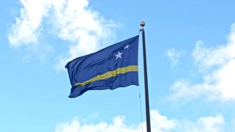 Flag of curacao waving in the wind Stock Footage 256966187