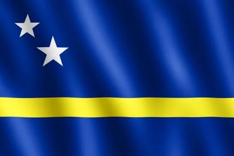 Flag of Curacao waving in the wind Stock Illustration