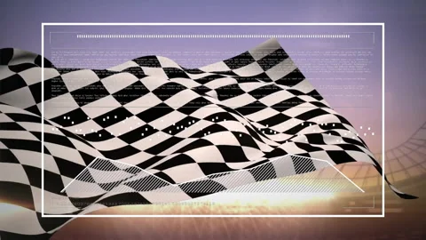 Flag curling right and waving, frame fading while waveforms and code scrolling Stock Footage 310151202