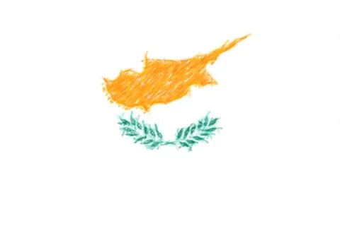 Flag of Cyprus background o texture, color pencil effect. Stock Illustration