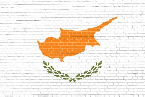 Flag of Cyprus on brick wall texture background Stock Photos
