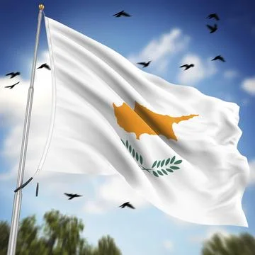 Flag of Cyprus, This is a computer generated and 3d rendered image Stock Illustration