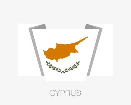 Flag of Cyprus. Flat Icon Waving Flag with Country Name Stock Illustration