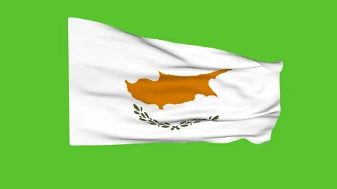 Flag of Cyprus on a green screen. 3D animation. Stock Footage 194161946