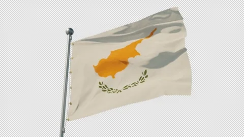 Flag of Cyprus, looped and seamless. Fabric texture, realistic wind, bottom view Stock Footage 242759778