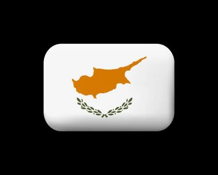Flag of Cyprus. Matted Vector Icon and Button. Rectangular Shape Stock Illustration