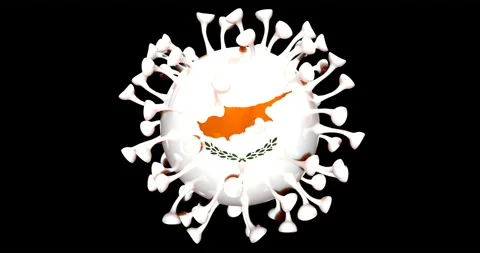 Flag of Cyprus on Seamless looping 3D animation of the covid-19 Corona Virus Stock Footage 166461776