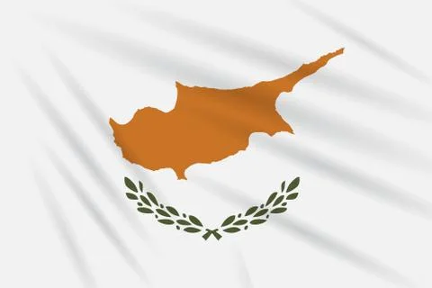 Flag of Cyprus swaying in wind, realistic vector Stock Illustration
