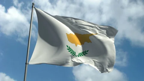 Flag of Cyprus - Waving Over Time Lapse Sky Stock Footage 89184463