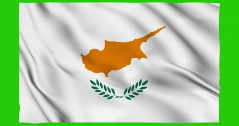 Flag of Cyprus waving on a samless loop over an easily removable background Stock Footage 98371280