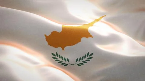 Flag of Cyprus waving in the wind. 3D Waving flag design. Stock Illustration
