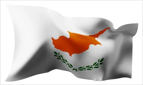 Flag of the Cyprus waving in the wind. イラスト素材