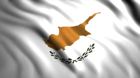 The flag of Cyprus.Motion.A bright white flag with an orange pattern. Stock Illustration