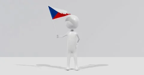 Flag of the Czech Republic. 3D Character holding and waving flag 4K UHD 60FPS Stock Footage 228562893
