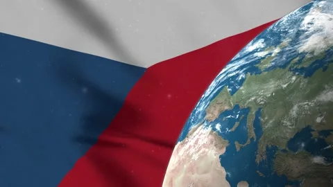 Flag of the Czech Republic and Czech Republic Map on Earth Globe 4K Stock Footage 220775911