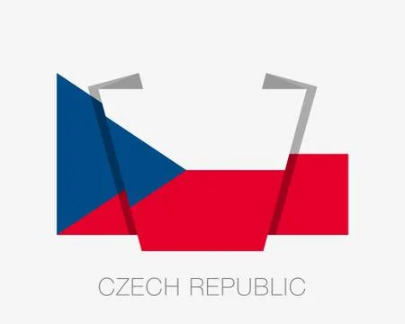 Flag of Czech Republic. Flat Icon Waving Flag with Country Name Stock Illustration