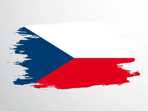 Flag of the Czech Republic hand-drawn with a brush Stock Illustration