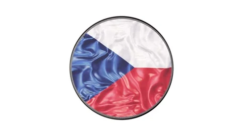 Flag of Czech Republic label ice hockey puck looping 3D animation with alpha Stock Footage 160571081