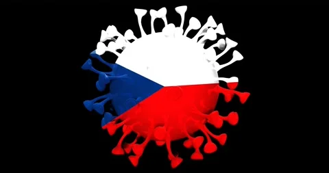 Flag of the Czech Republic on  looping 3D animation of the covid-19 Corona Virus Stock Footage 167739115