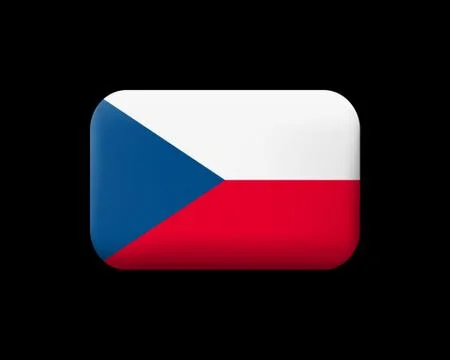 Flag of Czech Republic. Matted Vector Icon and Button. Rectangular Shape Stock Illustration