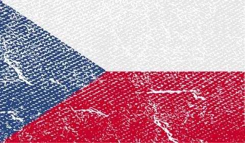 Flag of Czech Republic with old texture. Vector Stock Illustration