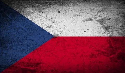 Flag of Czech Republic with old texture. Vector 스톡 일러스트