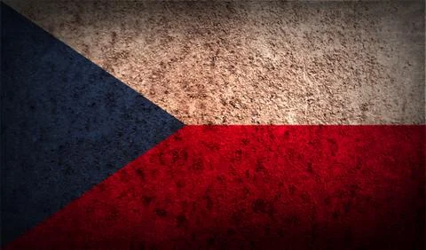 Flag of Czech Republic with old texture. Vector Stock Illustration
