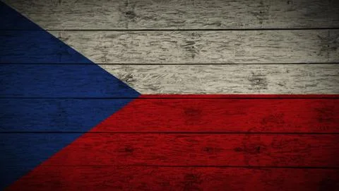 Flag of Czech Republic Painted on old wood boards. wooden Czech Republic flag. Stock Illustration