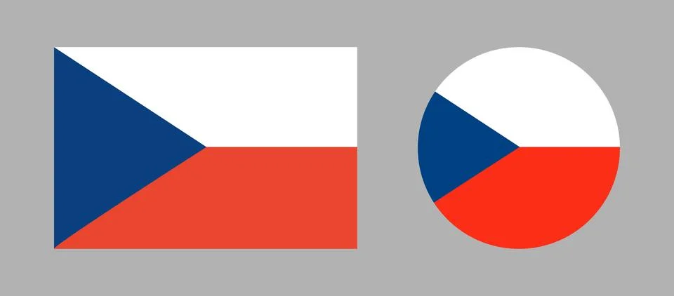 Flag of Czech Republic rectangle, circle icons. National Czech Republic round Stockillustratie