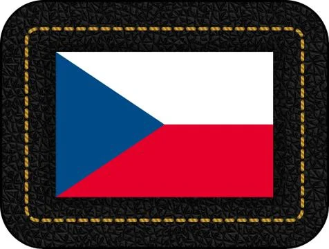 Flag of Czech Republic. Vector Icon on Black Leather Backdrop Stock Illustration