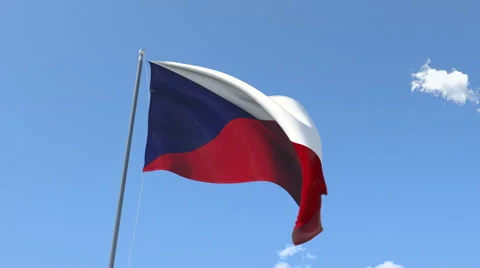 The flag of Czech Republic Waving on the Wind. Stock Footage 40710074
