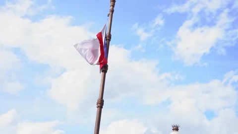 The flag of the Czech Republic which flies against the blue sky. Stock Footage 255456209
