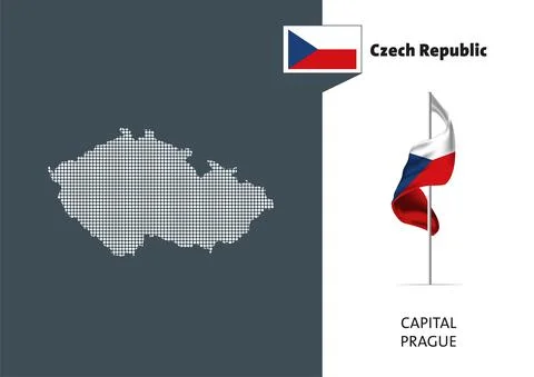 Flag of the Czech Republic on white background. Dotted map of the Czech Republic Stock Illustration