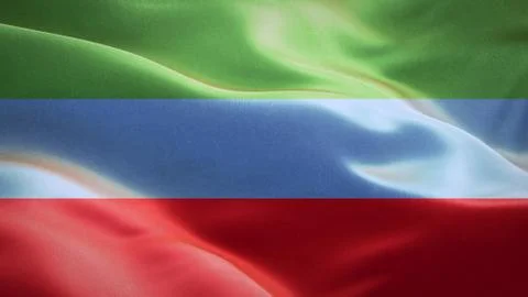 Flag of Dagestan waving in the wind. 3D Waving flag design. Stock-Illustration