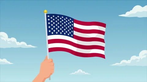 Flag day usa hand sky Video stock 337065717