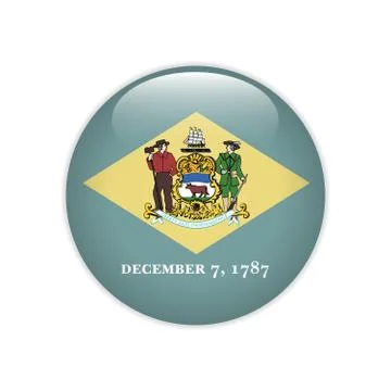 Flag Delaware button Illustrazione stock