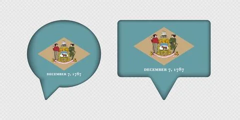 Flag of Delaware State in Speech Bubble. Stock Illustration