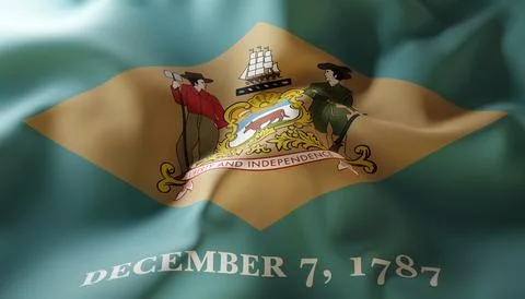 Flag of Delaware. US state. Close-Up Stock Illustration