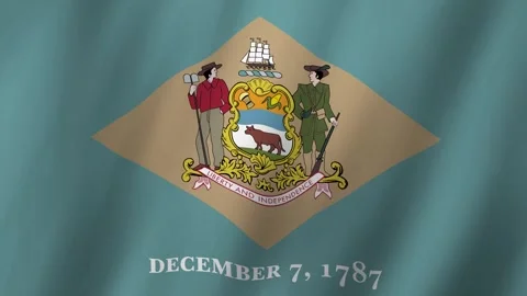 Flag of Delaware waving animation, Delaware Flag footage video waving in win Stock Footage 283139318