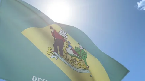Flag of Delaware Waving in the Wind Stock Footage 93851510