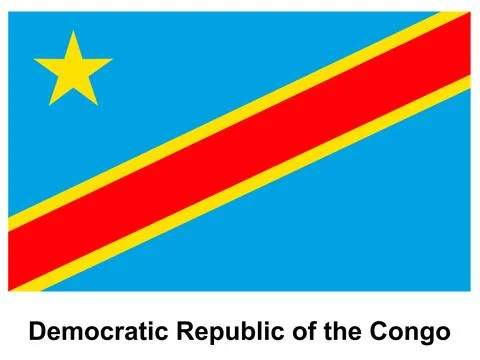 Flag of Democratic Republic of the Congo on a bright blue background Stock Illustration