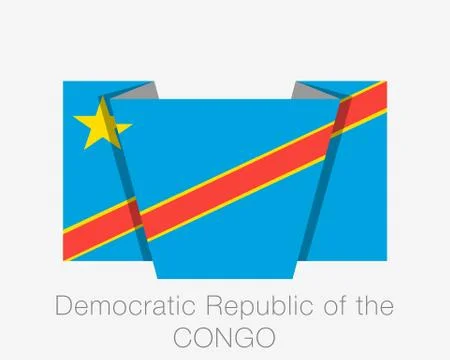 Flag of Democratic Republic of the Congo. Flat Icon Waving Flag with Country  Stock Illustration